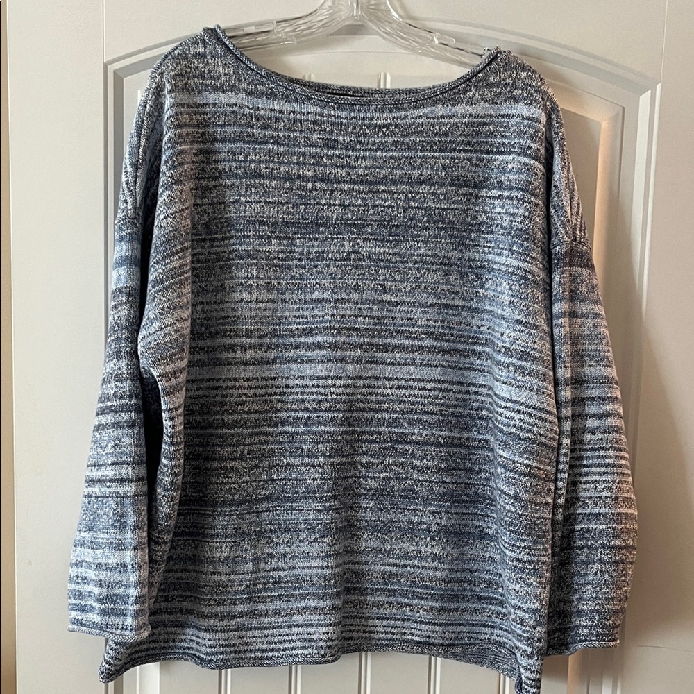 Talbots Women's 1x Sweater - Blue and Gray Stripes